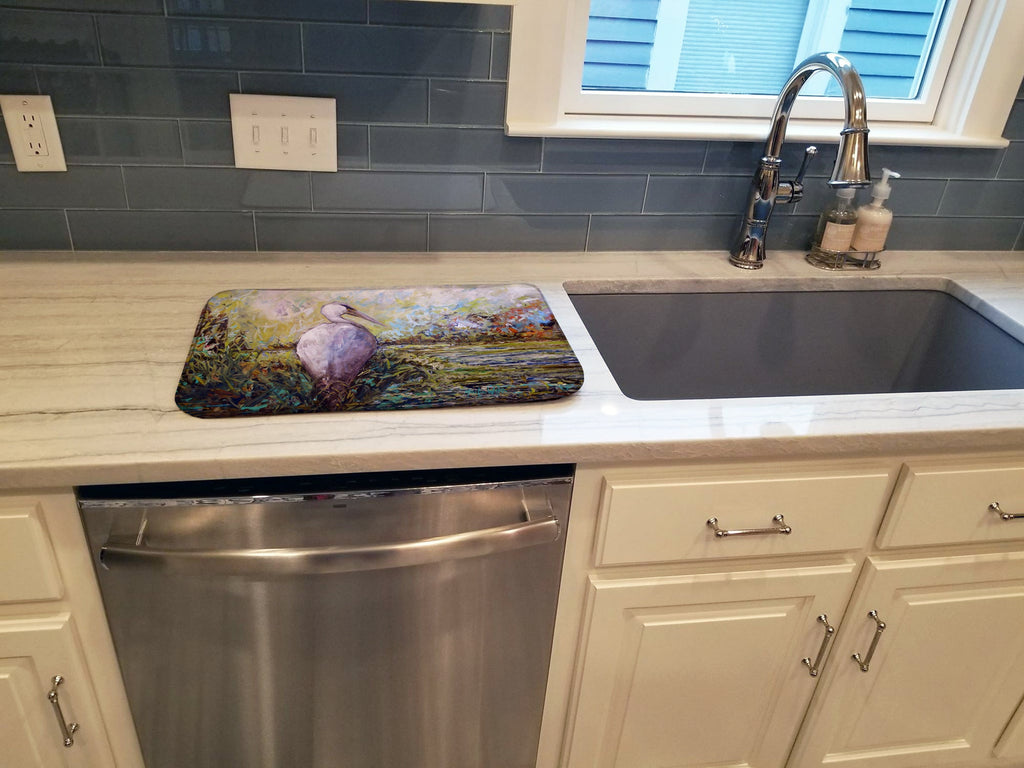 Heron in the Swamp Dish Drying Mat Absorbent Dish Drying Mat Pad for Kitchen Counter Dish Drainer Mat for Countertop, 14 x 21", Multicolor