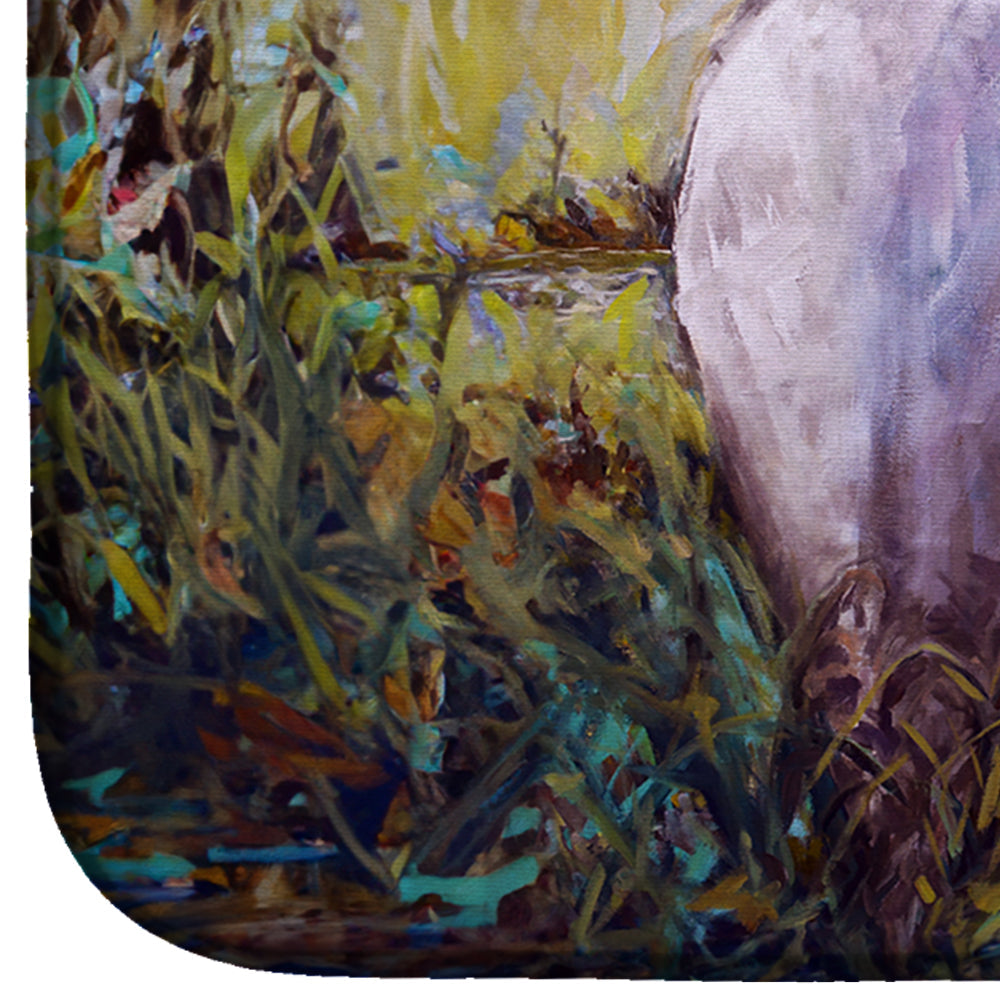 Heron in the Swamp Dish Drying Mat Absorbent Dish Drying Mat Pad for Kitchen Counter Dish Drainer Mat for Countertop, 14 x 21", Multicolor
