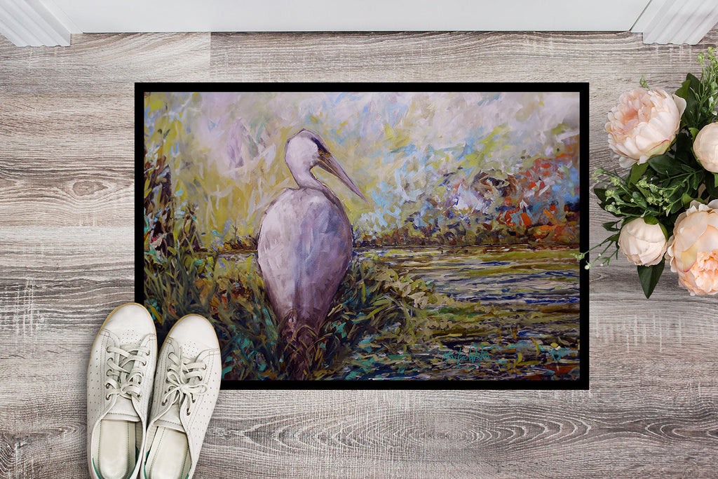 Heron in the Swamp Doormat Indoor Outdoor 24H X 36W Front Door Mat Rugs for Entryway, Non Slip Washable Low Pile,