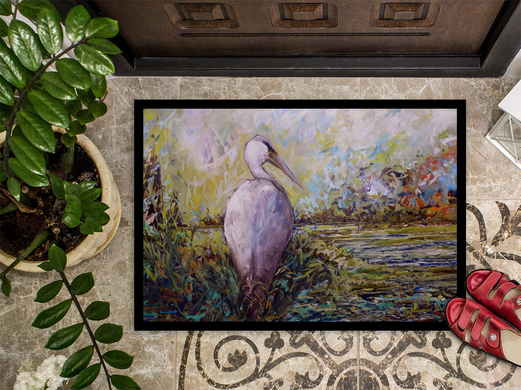 Heron in the Swamp Doormat Indoor Outdoor 18H X 27W Front Door Mat Rugs for Entryway, Non Slip Washable
