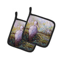 Heron in the Swamp Pot Holder Set of 2 Heat Resistant Quilted Hot Pads 7.5 x 7.5 Inch, Insulated Kitchen Trivets for Cooking & Baking