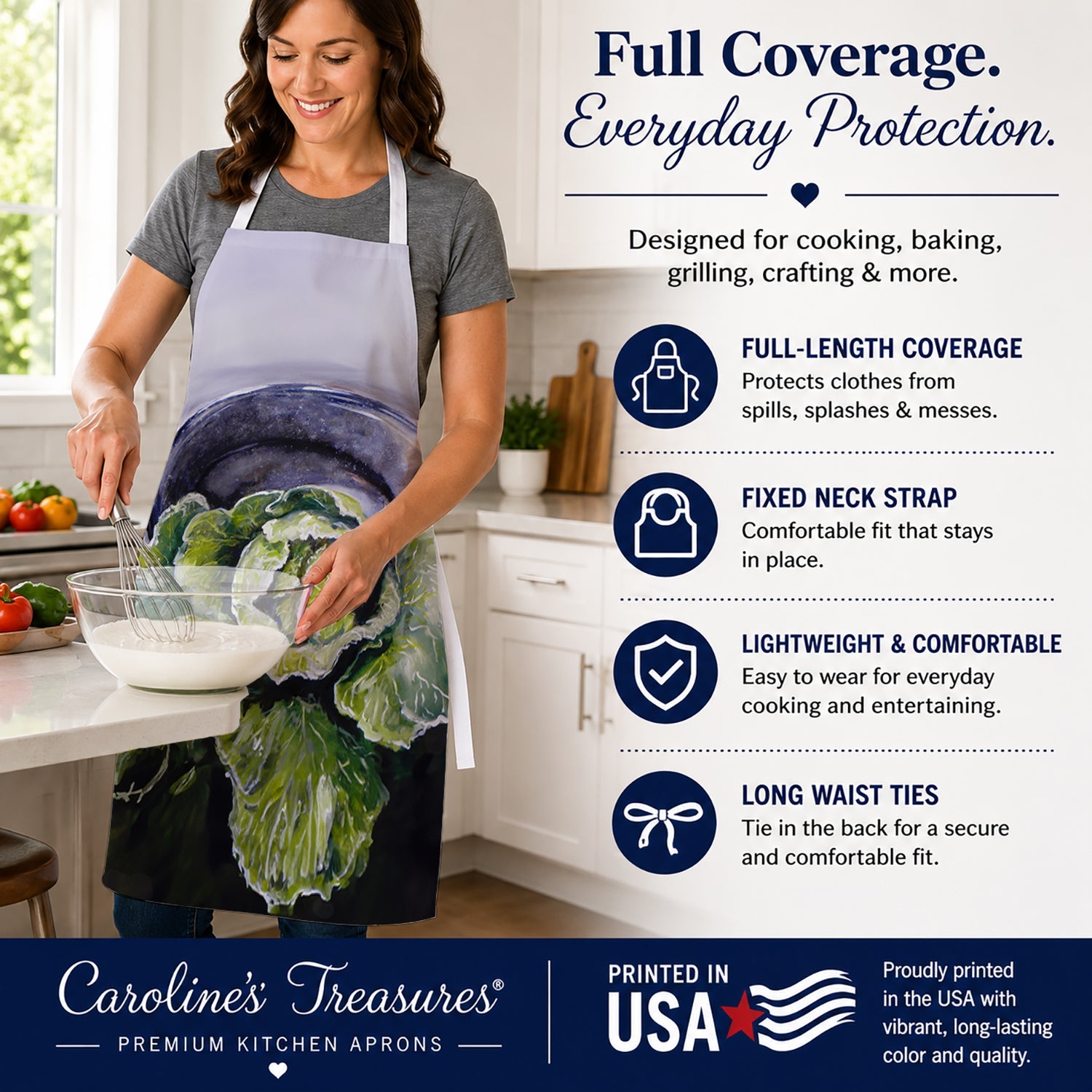 Home Grown In Plaquemines Parish Cabbage Apron Cooking Kitchen Server Baking Crafts Gardening for Adult Women Men, Unisex, Large, Multicolor
