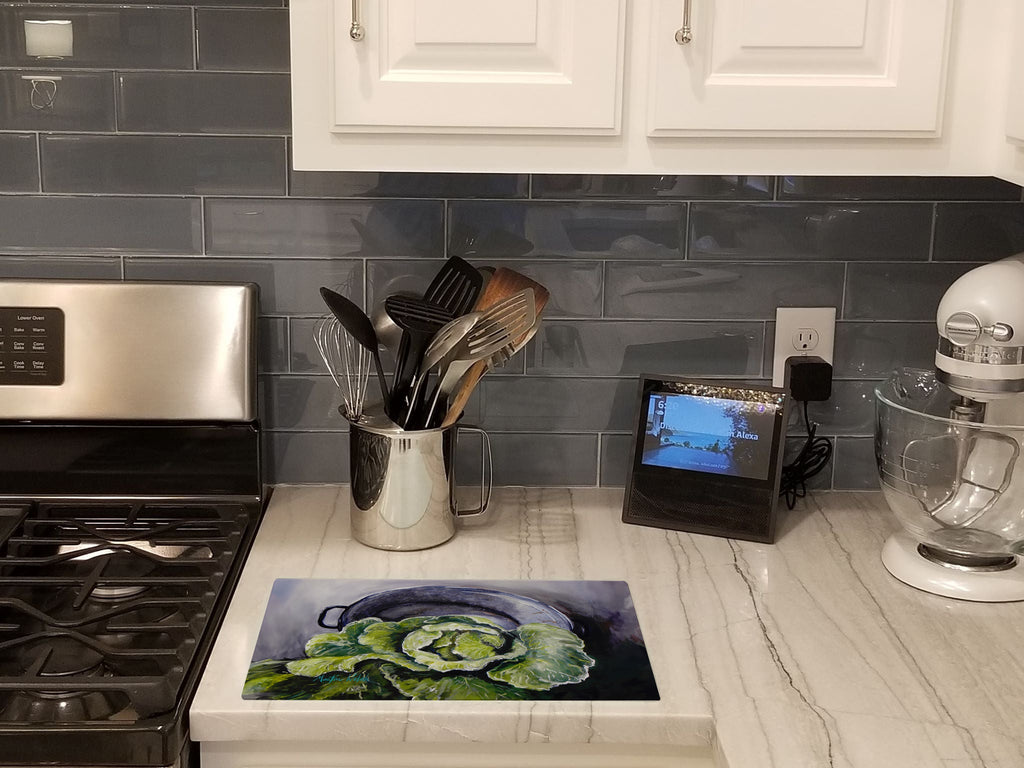 Home Grown In Plaquemines Parish Cabbage Cutting Board Tempered Glass Kitchen Cutting Surface, Heat Resistant Chopping, Non-Slip Feet, Food Prep & Serving