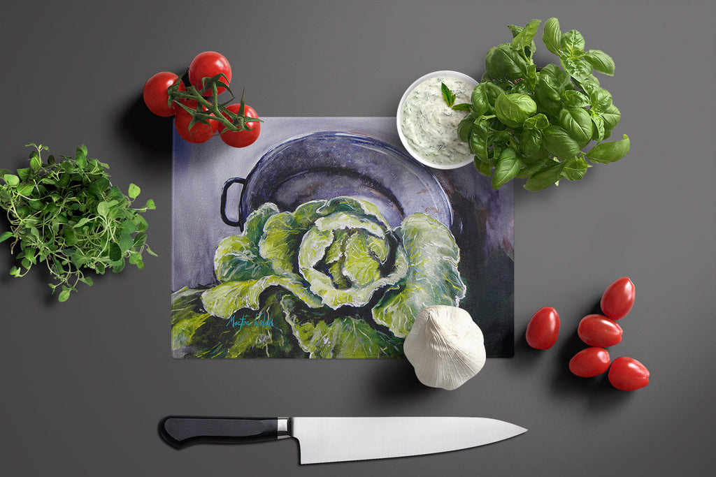 Home Grown In Plaquemines Parish Cabbage Cutting Board Tempered Glass Kitchen Cutting Surface, Heat Resistant Chopping, Non-Slip Feet, Food Prep & Serving