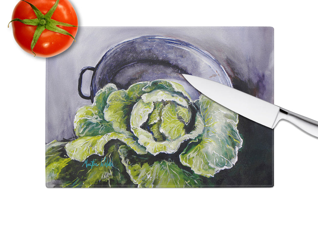 Home Grown In Plaquemines Parish Cabbage Cutting Board Tempered Glass Kitchen Cutting Surface, Heat Resistant Chopping, Non-Slip Feet, Food Prep & Serving