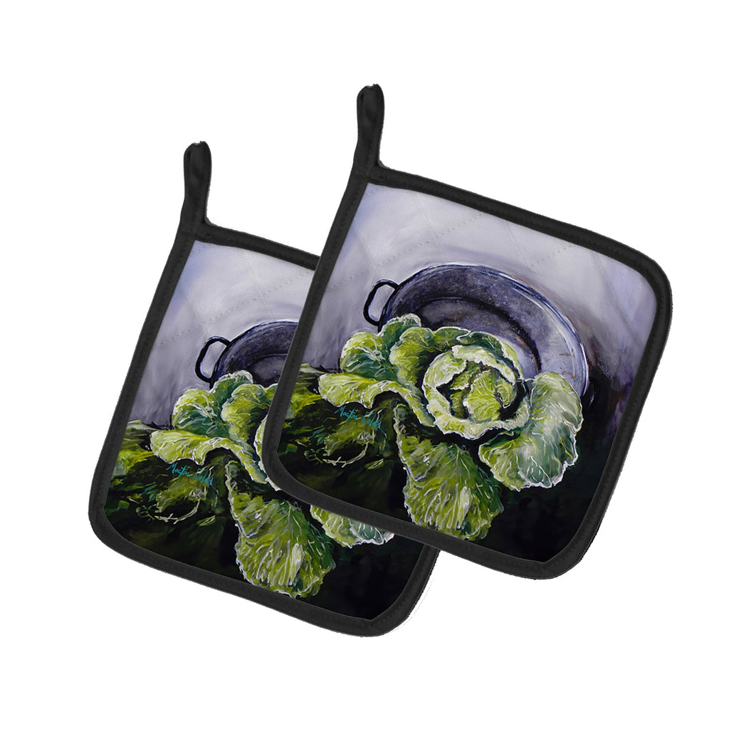 Home Grown In Plaquemines Parish Cabbage Pot Holder Set of 2 Heat Resistant Quilted Hot Pads 7.5 x 7.5 Inch, Insulated Kitchen Trivets for Cooking & Baking