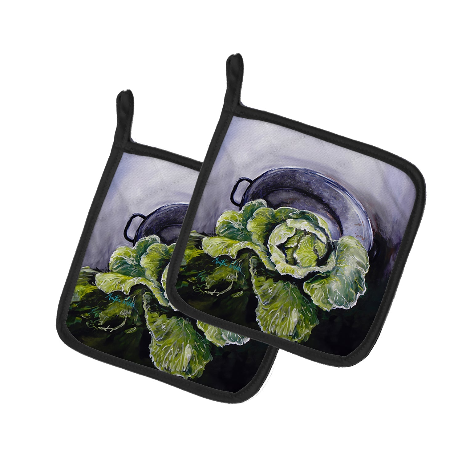 Home Grown In Plaquemines Parish Cabbage Pot Holder Set of 2 Heat Resistant Quilted Hot Pads 7.5 x 7.5 Inch, Insulated Kitchen Trivets for Cooking & Baking