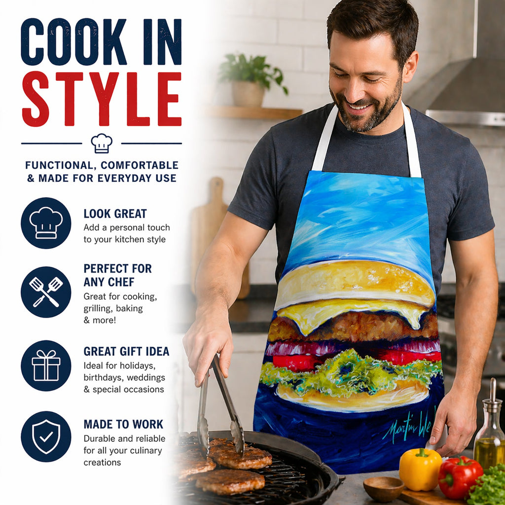 I Want Mine Dressed Hamburger Apron Cooking Kitchen Server Baking Crafts Gardening for Adult Women Men, Unisex, Large, Multicolor