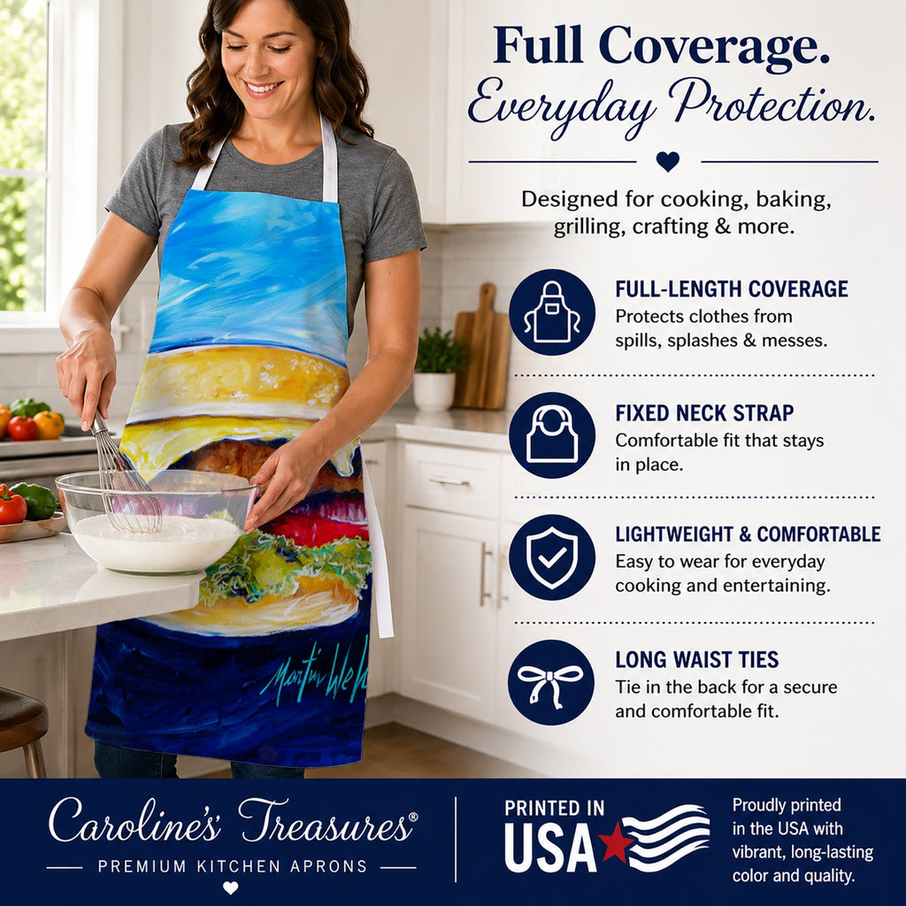 I Want Mine Dressed Hamburger Apron Cooking Kitchen Server Baking Crafts Gardening for Adult Women Men, Unisex, Large, Multicolor