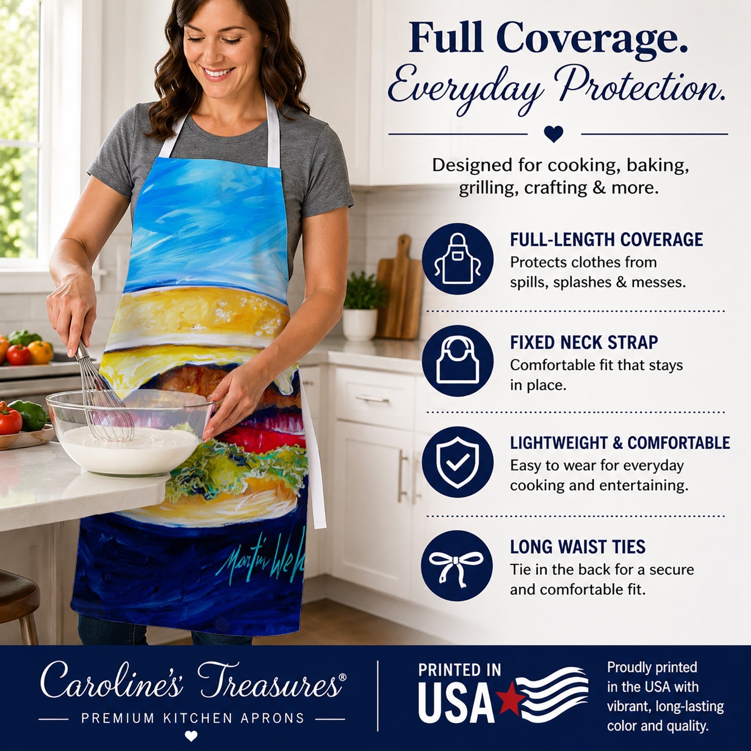 I Want Mine Dressed Hamburger Apron Cooking Kitchen Server Baking Crafts Gardening for Adult Women Men, Unisex, Large, Multicolor