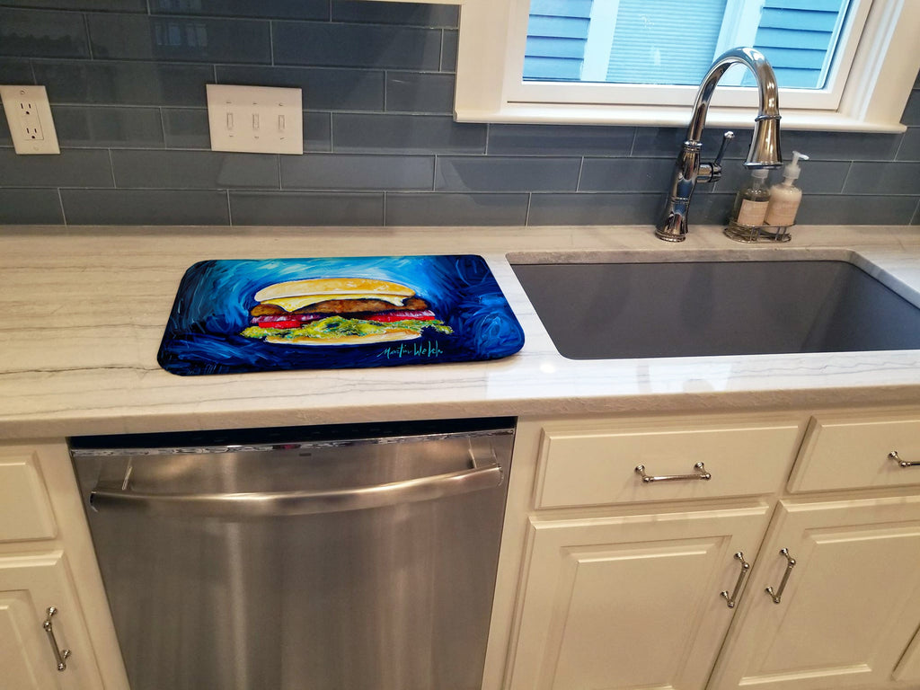 I Want Mine Dressed Hamburger Dish Drying Mat Absorbent Dish Drying Mat Pad for Kitchen Counter Dish Drainer Mat for Countertop, 14 x 21", Multicolor