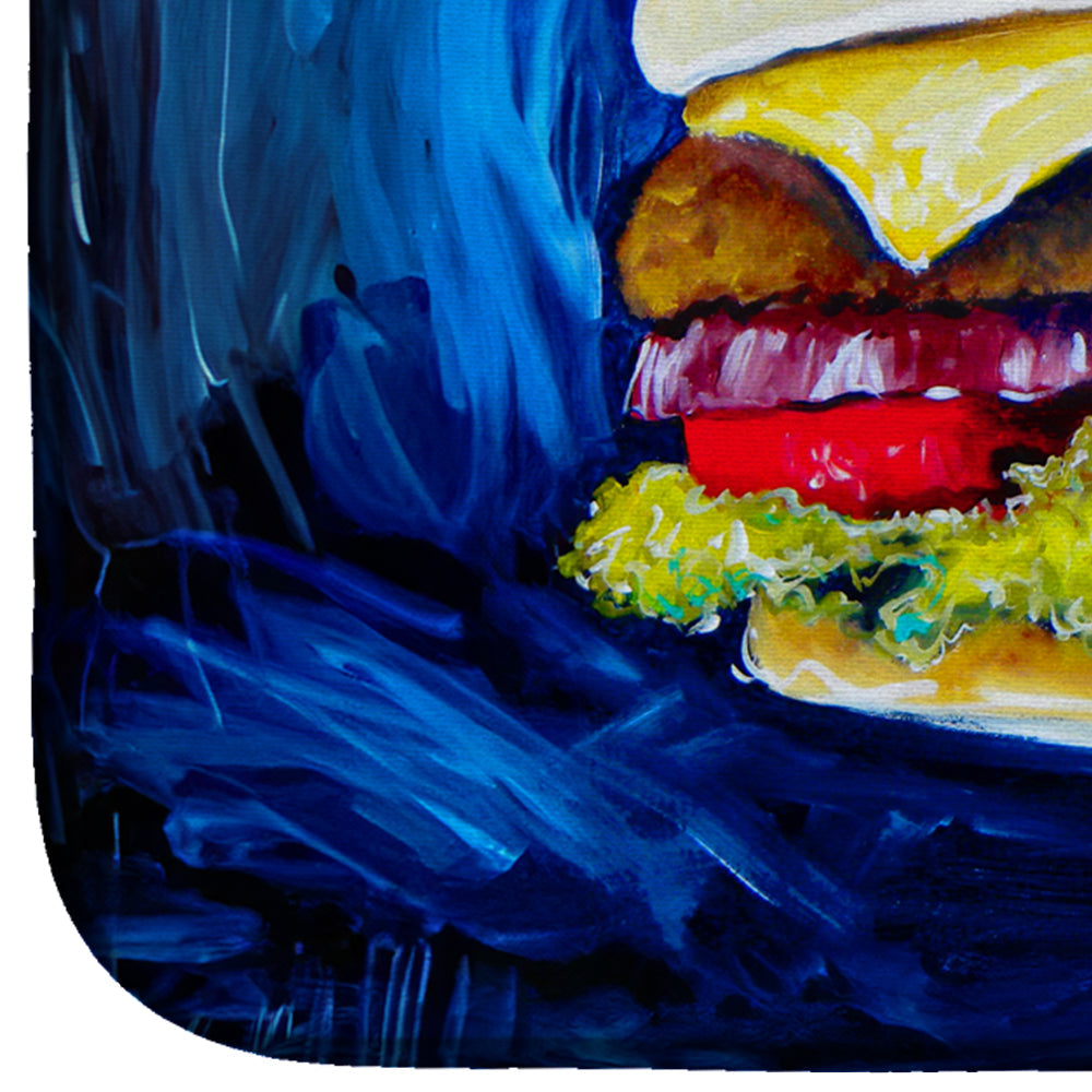 I Want Mine Dressed Hamburger Dish Drying Mat Absorbent Dish Drying Mat Pad for Kitchen Counter Dish Drainer Mat for Countertop, 14 x 21", Multicolor