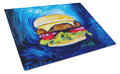 I Want Mine Dressed Hamburger Cutting Board Tempered Glass Kitchen Cutting Surface, Heat Resistant Chopping, Non-Slip Feet, Food Prep & Serving