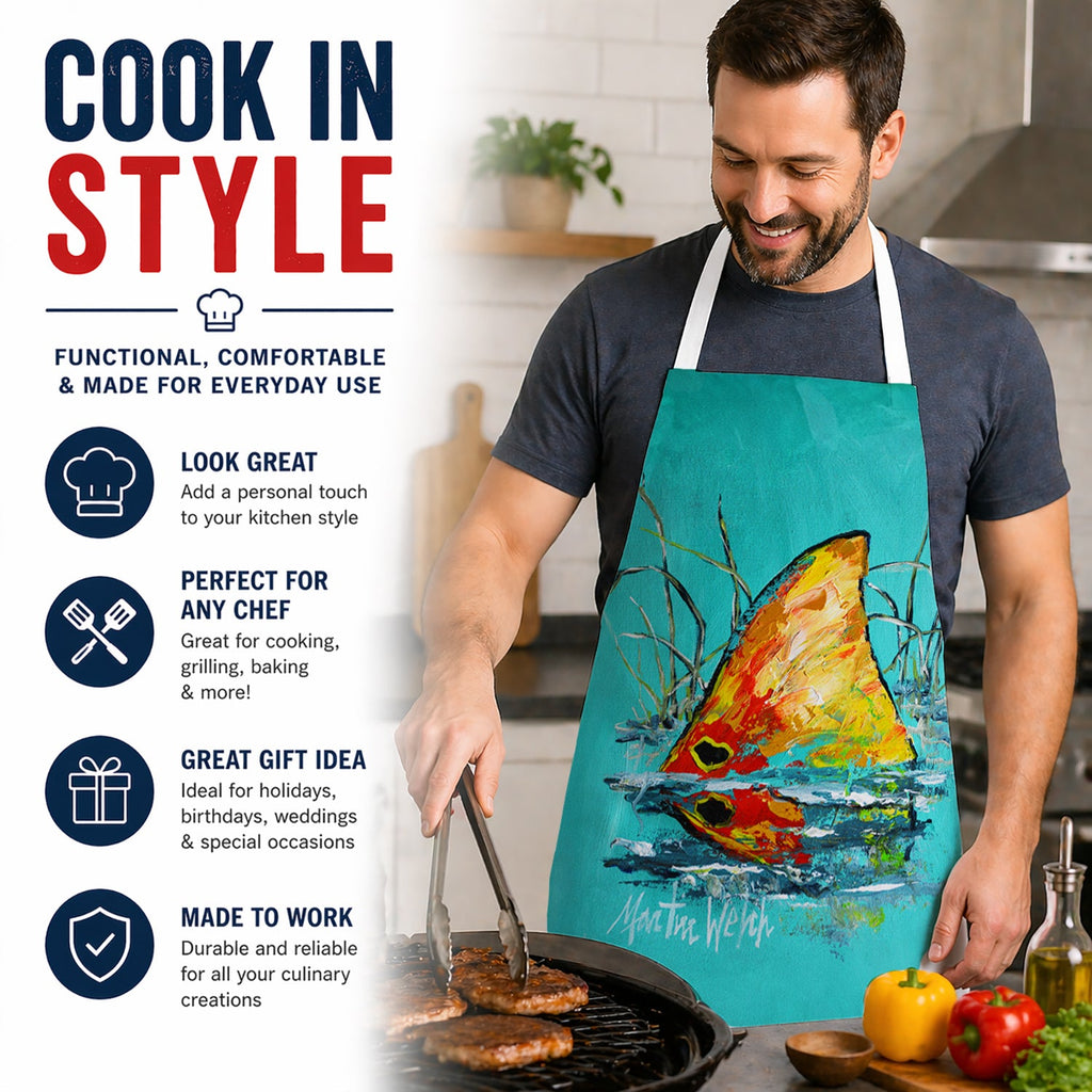In The Marsh Red Fish Apron Cooking Kitchen Server Baking Crafts Gardening for Adult Women Men, Unisex, Large, Multicolor