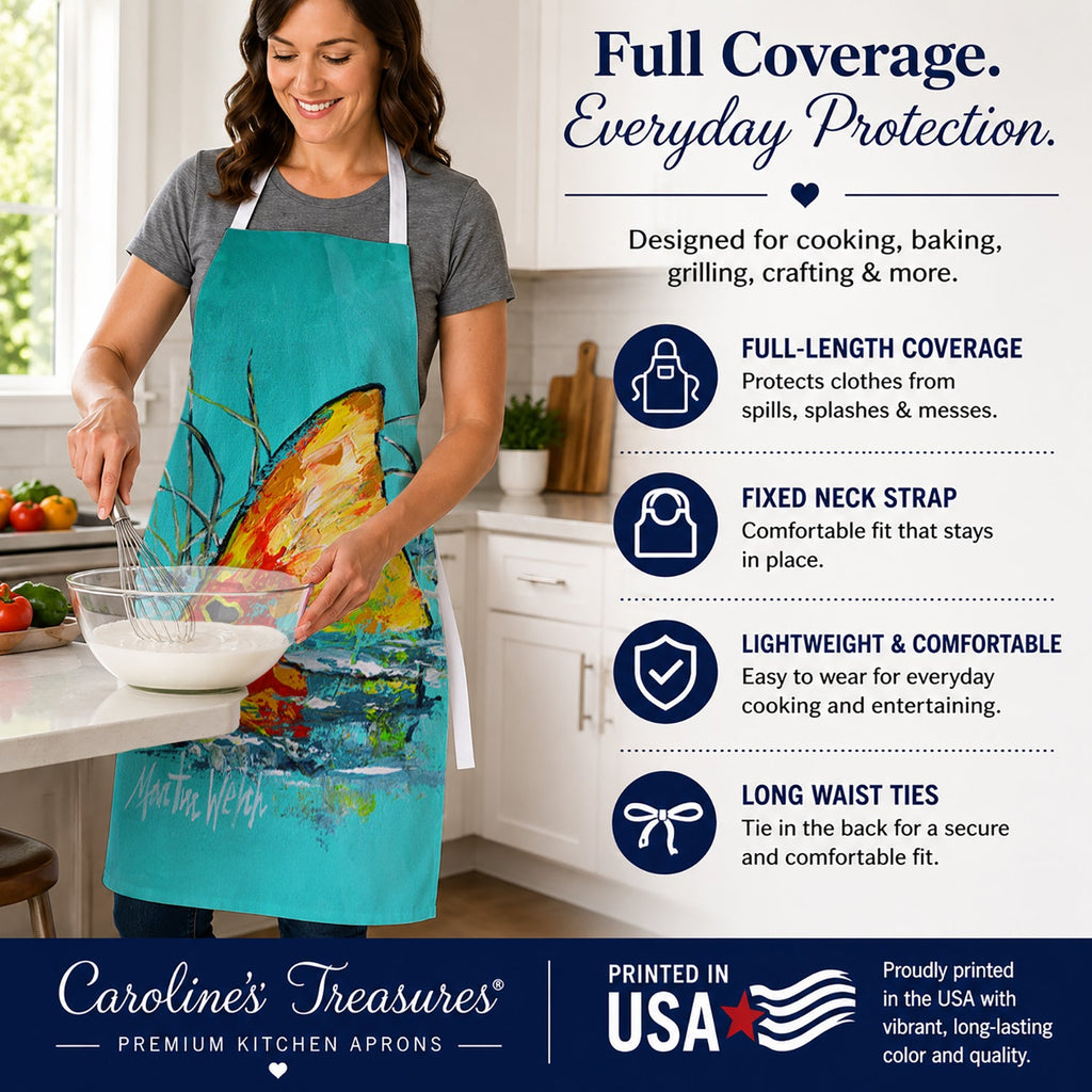 In The Marsh Red Fish Apron Cooking Kitchen Server Baking Crafts Gardening for Adult Women Men, Unisex, Large, Multicolor