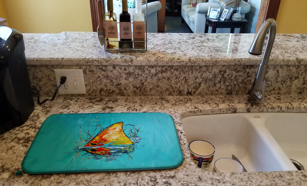 In The Marsh Red Fish Dish Drying Mat Absorbent Dish Drying Mat Pad for Kitchen Counter Dish Drainer Mat for Countertop, 14 x 21", Multicolor
