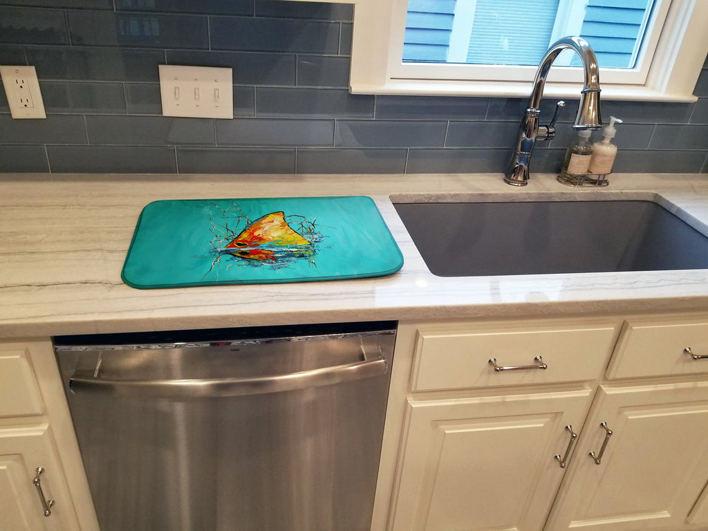 In The Marsh Red Fish Dish Drying Mat Absorbent Dish Drying Mat Pad for Kitchen Counter Dish Drainer Mat for Countertop, 14 x 21", Multicolor