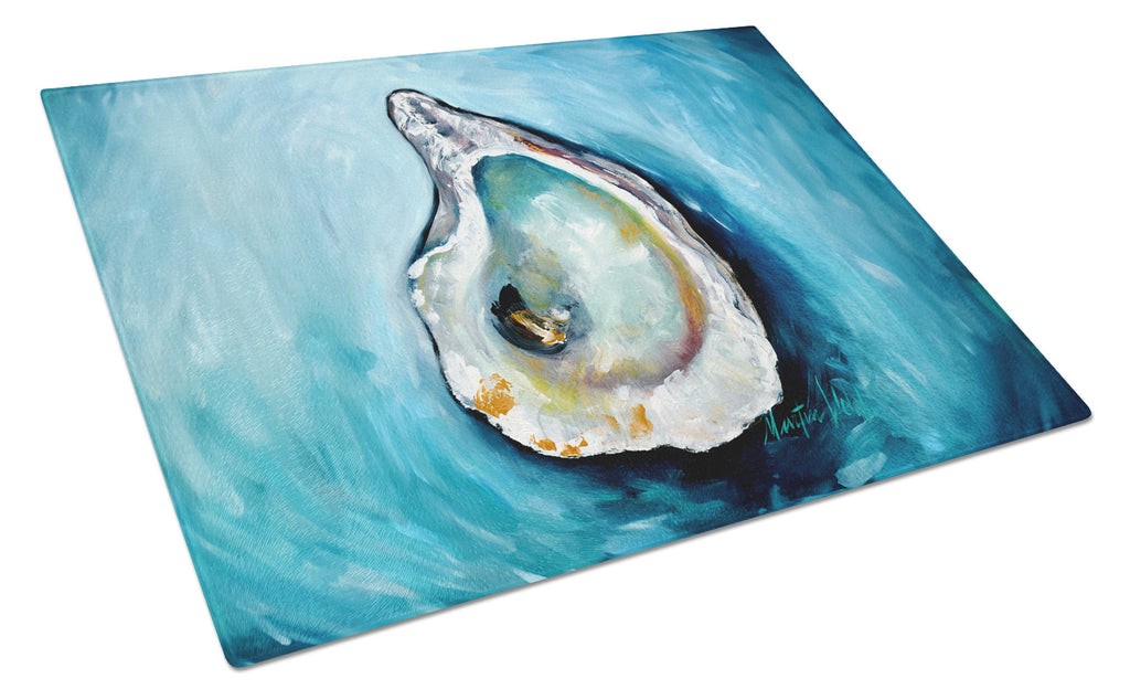 J Mac Oyster Cutting Board Tempered Glass Kitchen Cutting Surface, Heat Resistant Chopping, Non-Slip Feet, Food Prep & Serving