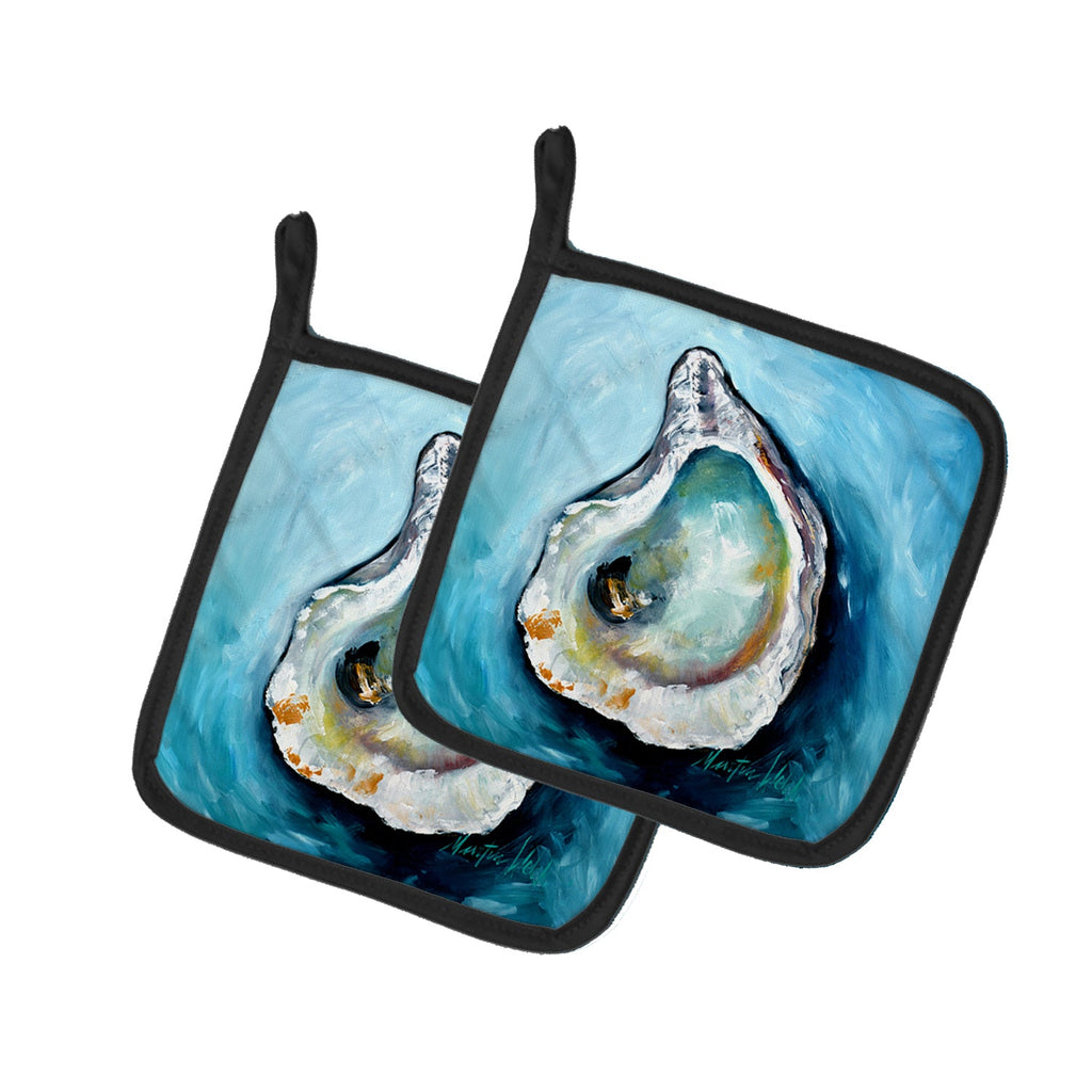 J Mac Oyster Pot Holder Set of 2 Heat Resistant Quilted Hot Pads 7.5 x 7.5 Inch, Insulated Kitchen Trivets for Cooking & Baking