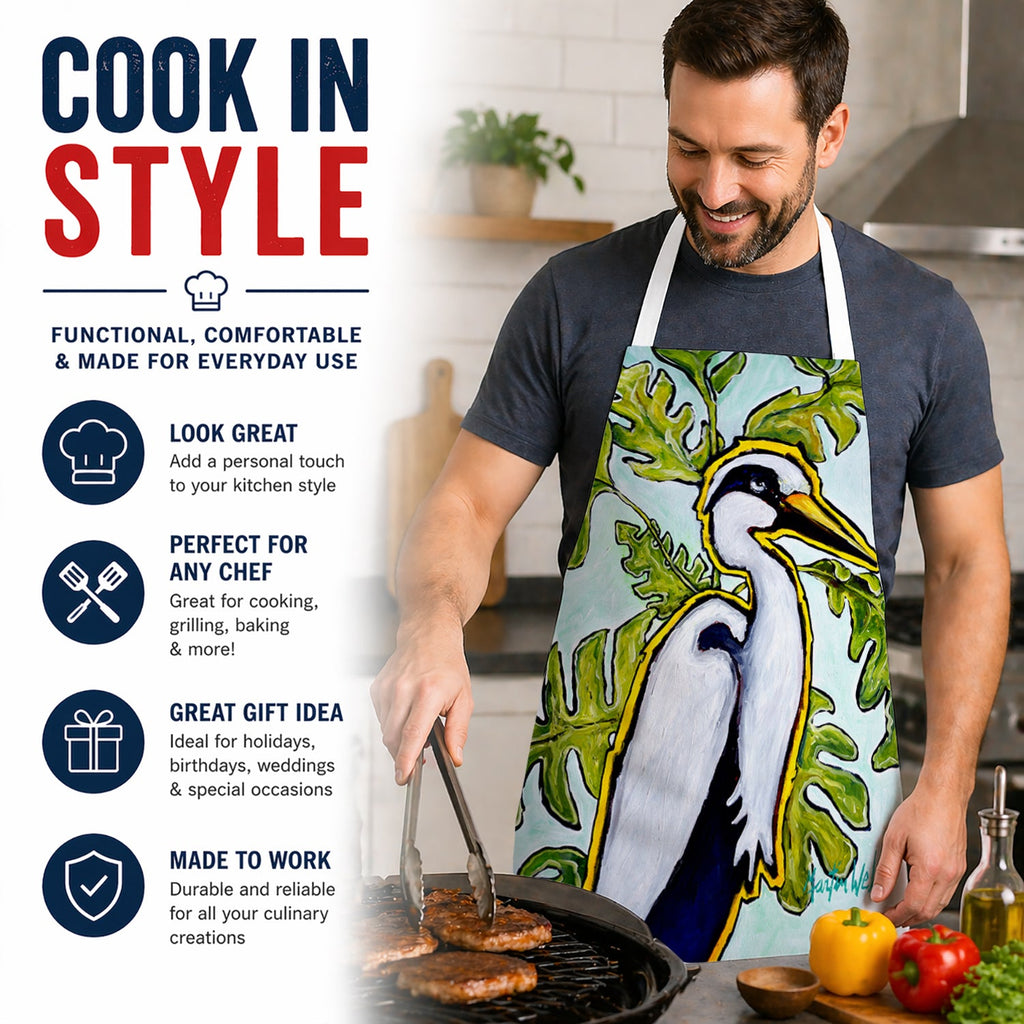 Jungle Fever Heron Apron Cooking Kitchen Server Baking Crafts Gardening for Adult Women Men, Unisex, Large, Multicolor