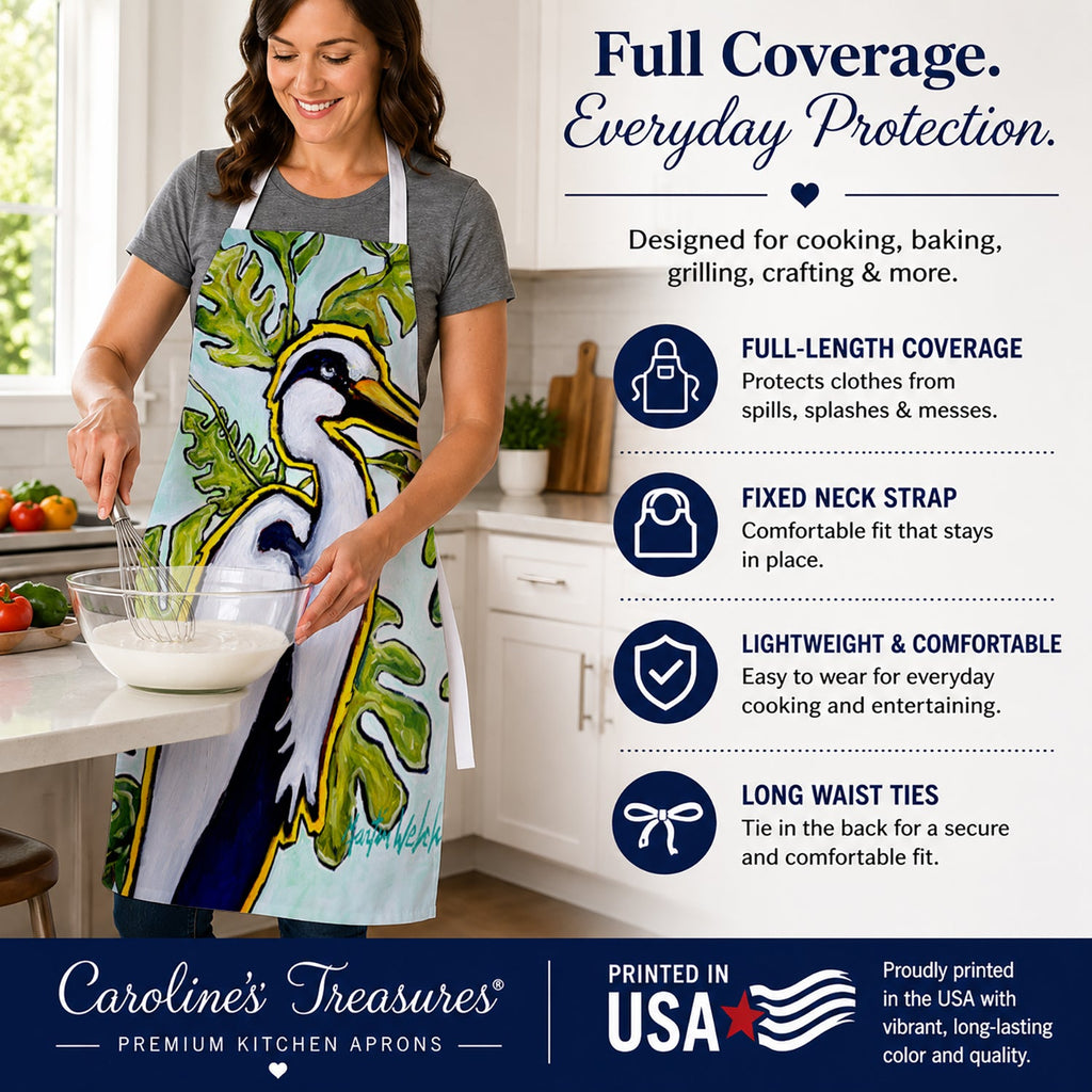Jungle Fever Heron Apron Cooking Kitchen Server Baking Crafts Gardening for Adult Women Men, Unisex, Large, Multicolor