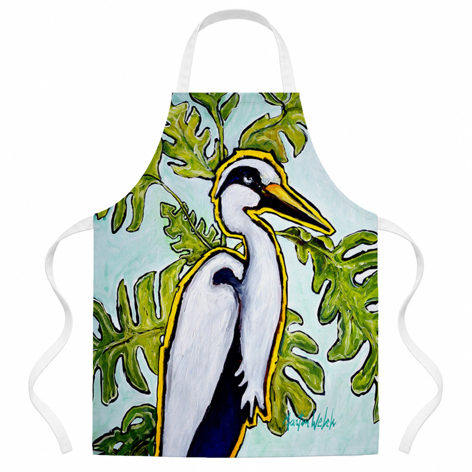 Jungle Fever Heron Apron Cooking Kitchen Server Baking Crafts Gardening for Adult Women Men, Unisex, Large, Multicolor