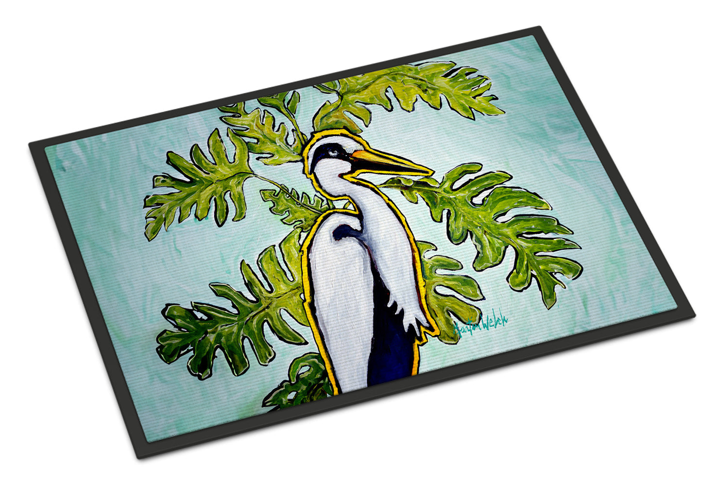 Jungle Fever Heron Doormat Indoor Outdoor 24H X 36W Front Door Mat Rugs for Entryway, Non Slip Washable Low Pile,