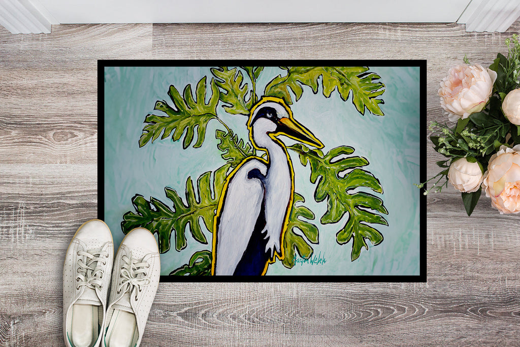 Jungle Fever Heron Doormat Indoor Outdoor 24H X 36W Front Door Mat Rugs for Entryway, Non Slip Washable Low Pile,