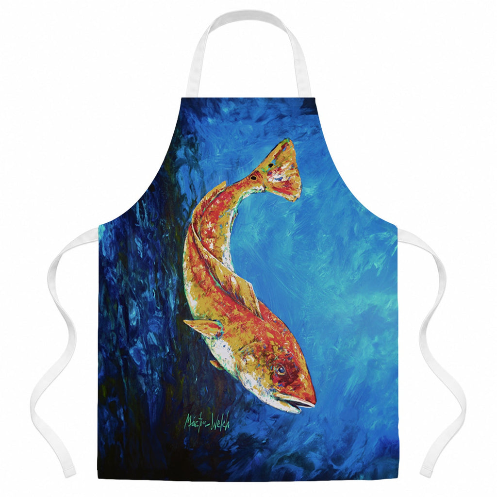 Katy Red Red Fish Apron Cooking Kitchen Server Baking Crafts Gardening for Adult Women Men, Unisex, Large, Multicolor