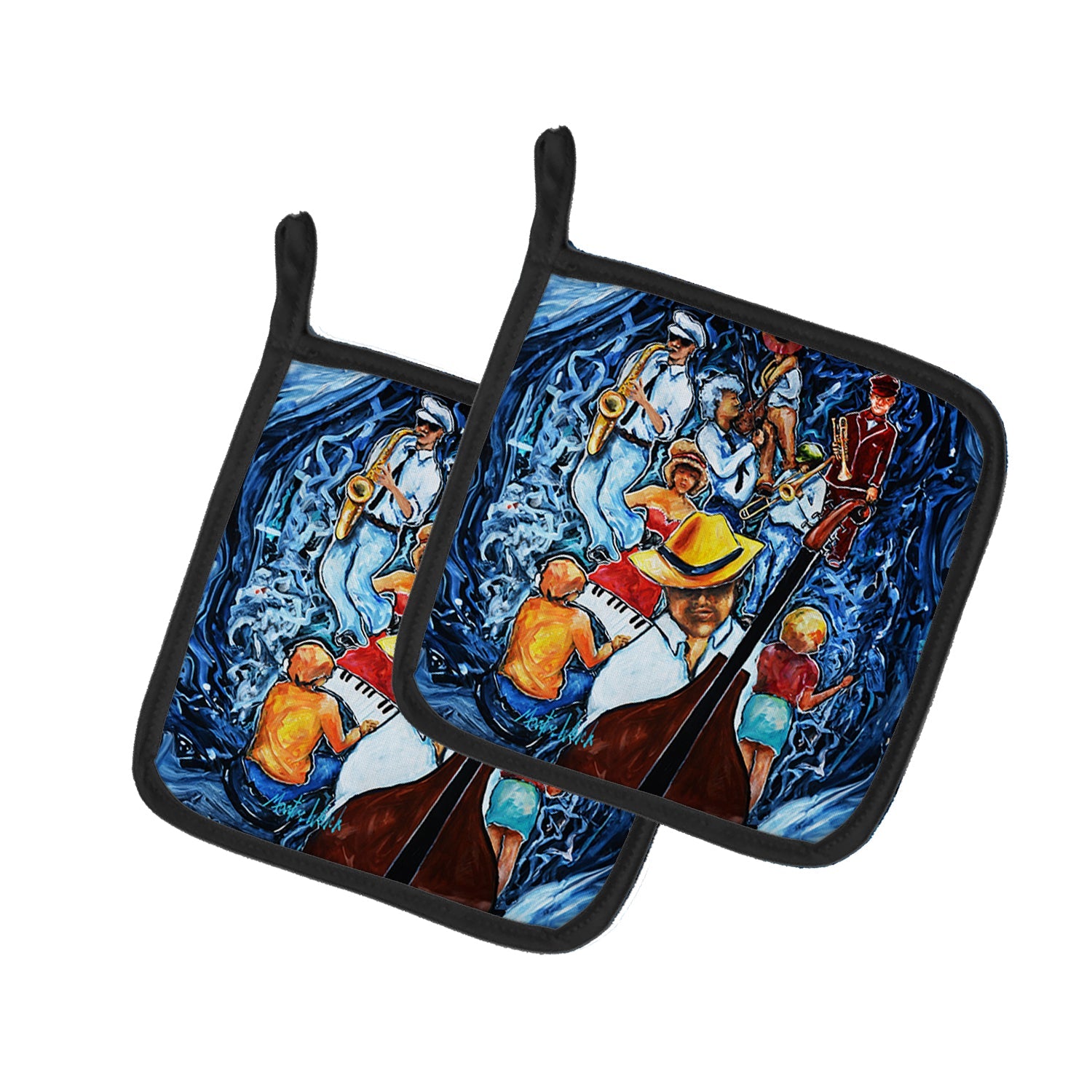 Kinda Jazzy Pot Holder Set of 2 Heat Resistant Quilted Hot Pads 7.5 x 7.5 Inch, Insulated Kitchen Trivets for Cooking & Baking