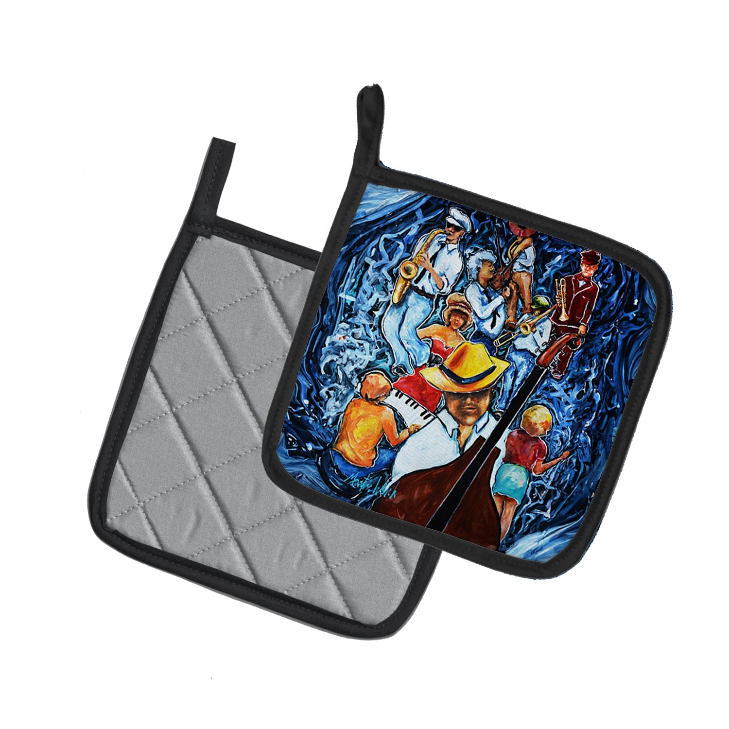 Kinda Jazzy Pot Holder Set of 2 Heat Resistant Quilted Hot Pads 7.5 x 7.5 Inch, Insulated Kitchen Trivets for Cooking & Baking