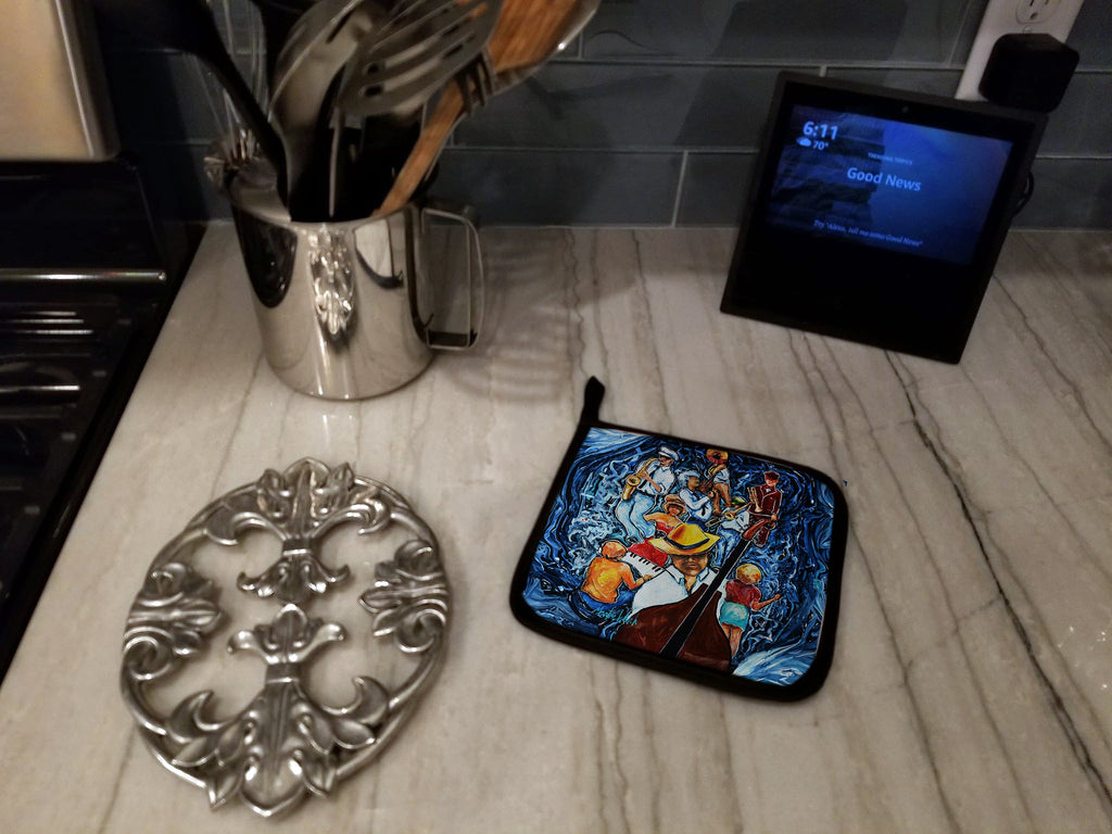 Kinda Jazzy Pot Holder Set of 2 Heat Resistant Quilted Hot Pads 7.5 x 7.5 Inch, Insulated Kitchen Trivets for Cooking & Baking