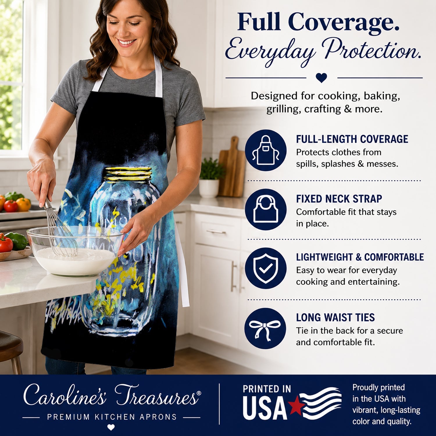 Lightning Bugs Apron Cooking Kitchen Server Baking Crafts Gardening for Adult Women Men, Unisex, Large, Multicolor