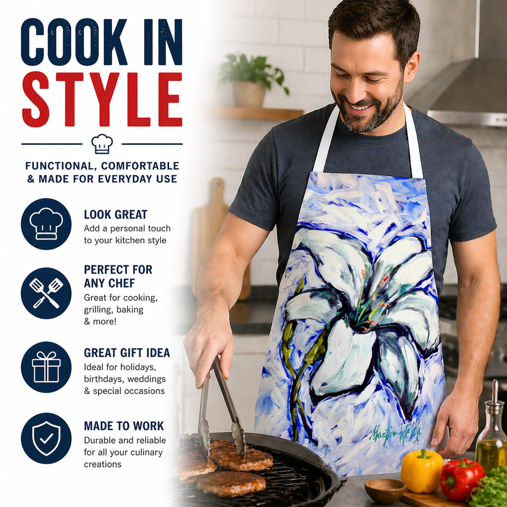 Lily Apron Cooking Kitchen Server Baking Crafts Gardening for Adult Women Men, Unisex, Large, Multicolor