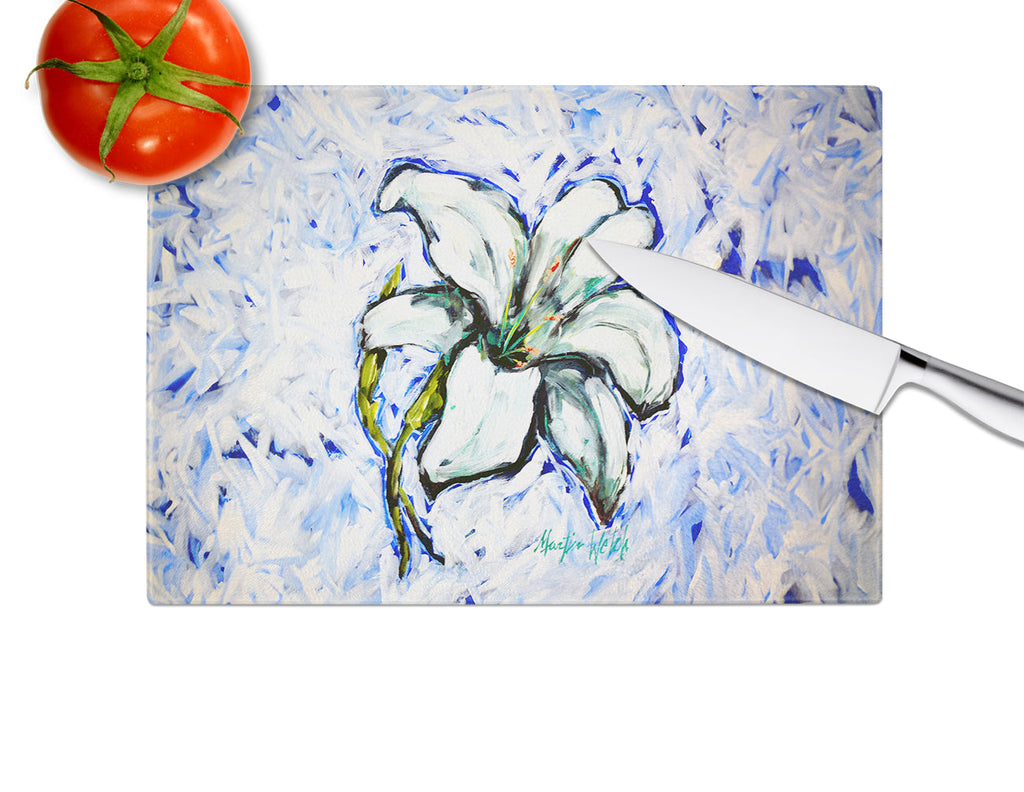 Lily Cutting Board Tempered Glass Kitchen Cutting Surface, Heat Resistant Chopping, Non-Slip Feet, Food Prep & Serving