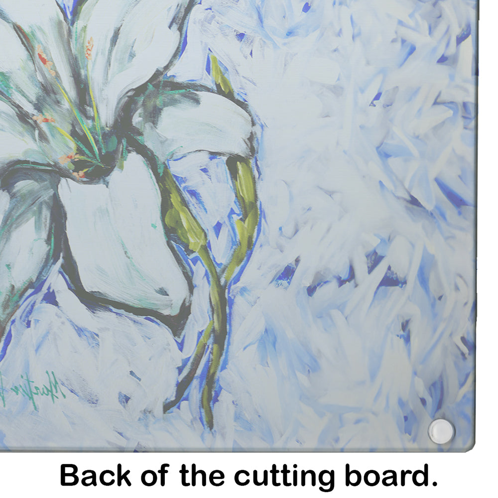 Lily Cutting Board Tempered Glass Kitchen Cutting Surface, Heat Resistant Chopping, Non-Slip Feet, Food Prep & Serving