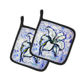 Lily Pot Holder Set of 2 Heat Resistant Quilted Hot Pads 7.5 x 7.5 Inch, Insulated Kitchen Trivets for Cooking & Baking