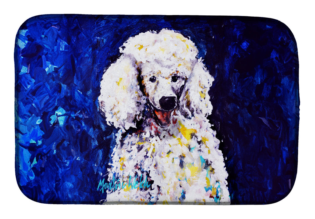 Louie White Poodle Dish Drying Mat Absorbent Dish Drying Mat Pad for Kitchen Counter Dish Drainer Mat for Countertop, 14 x 21", Multicolor