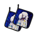 Louie White Poodle Pot Holder Set of 2 Heat Resistant Quilted Hot Pads 7.5 x 7.5 Inch, Insulated Kitchen Trivets for Cooking & Baking