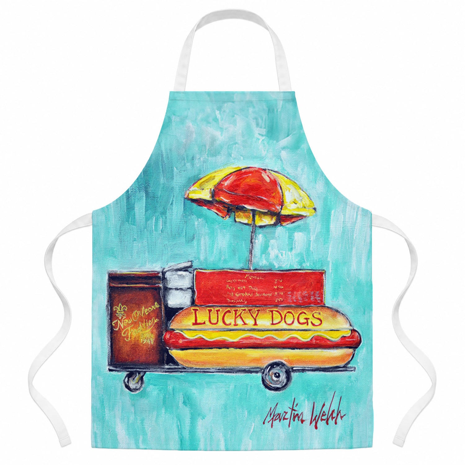 Hot Dog Cart Apron Cooking Kitchen Server Baking Crafts Gardening for Adult Women Men, Unisex, Large, Multicolor