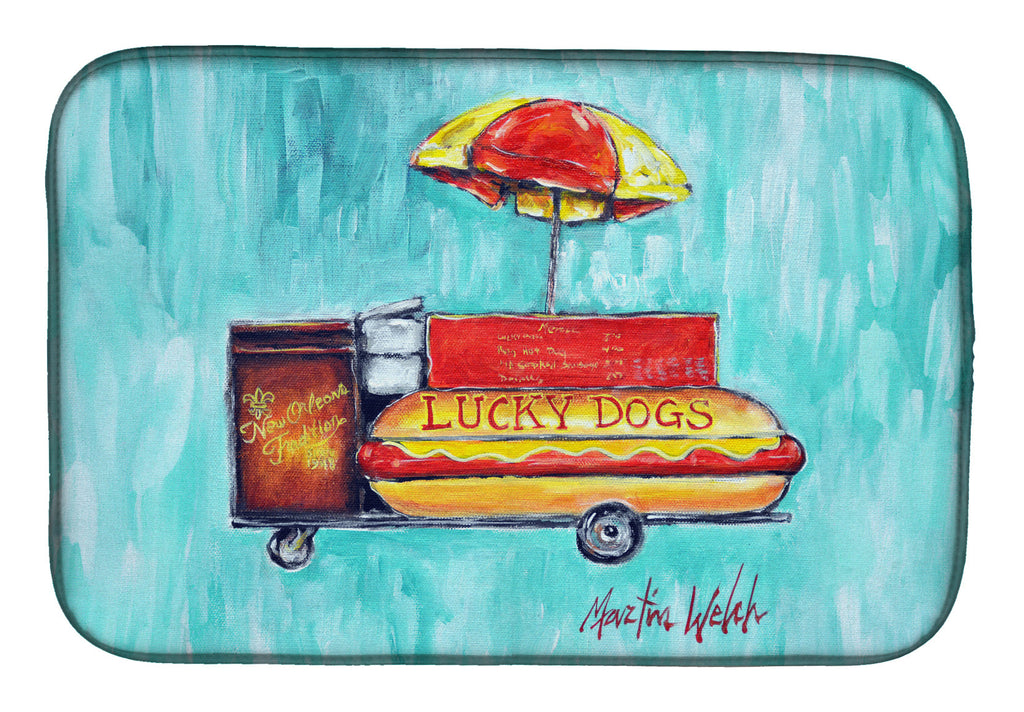 Hot Dog Cart Dish Drying Mat Absorbent Dish Drying Mat Pad for Kitchen Counter Dish Drainer Mat for Countertop, 14 x 21", Multicolor