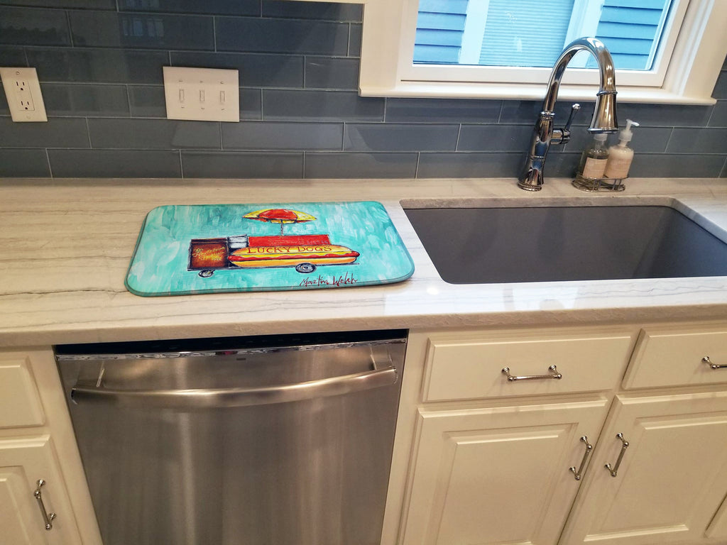Hot Dog Cart Dish Drying Mat Absorbent Dish Drying Mat Pad for Kitchen Counter Dish Drainer Mat for Countertop, 14 x 21", Multicolor