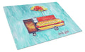 Hot Dog Cart Cutting Board Tempered Glass Kitchen Cutting Surface, Heat Resistant Chopping, Non-Slip Feet, Food Prep & Serving