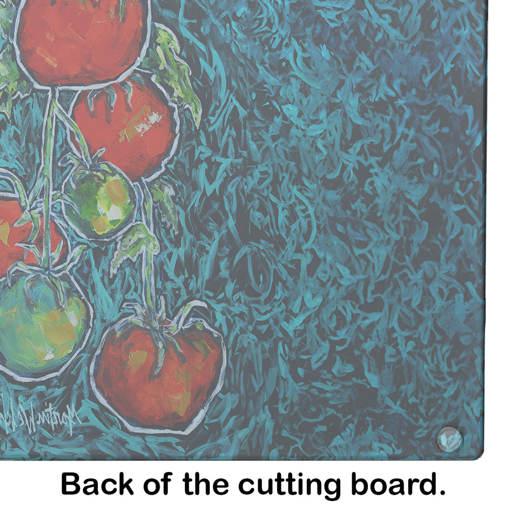 Maters Tomatoes Cutting Board Tempered Glass Kitchen Cutting Surface, Heat Resistant Chopping, Non-Slip Feet, Food Prep & Serving
