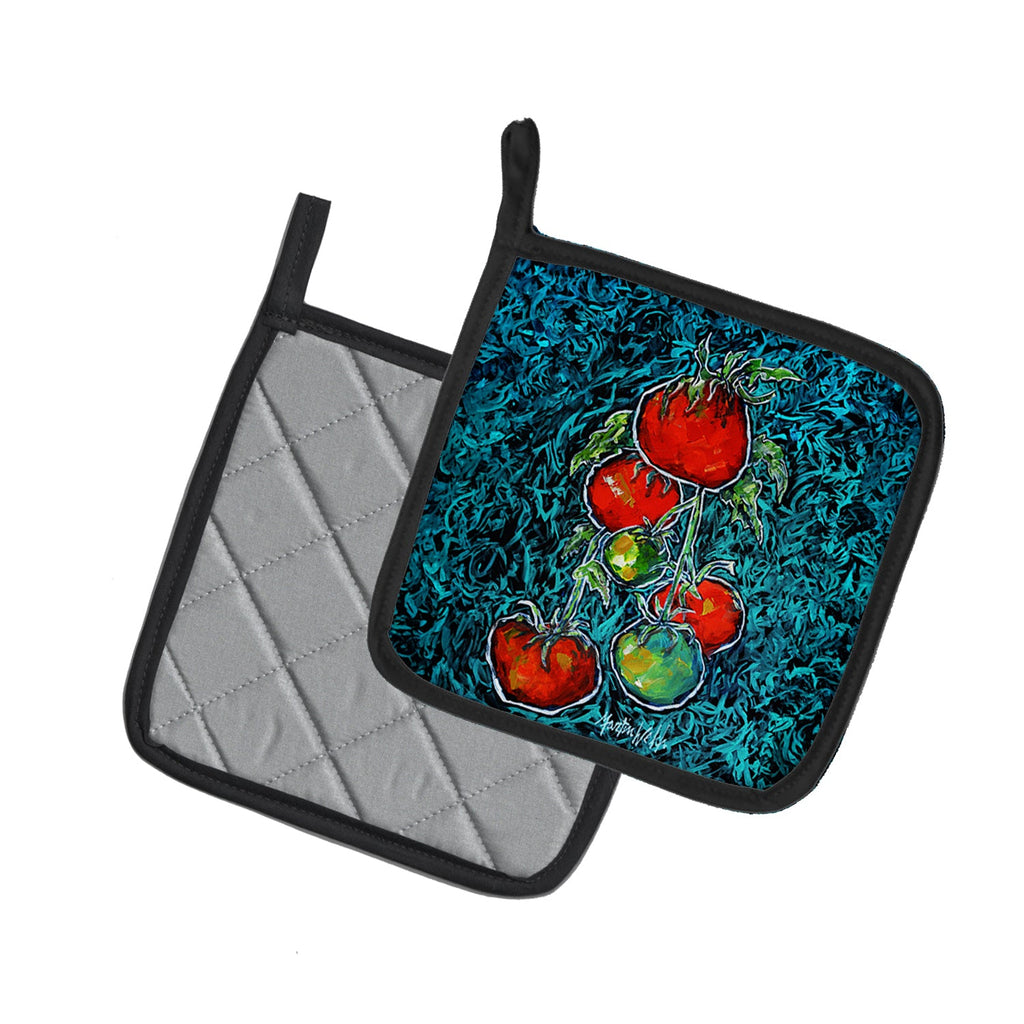 Maters Tomatoes Pot Holder Set of 2 Heat Resistant Quilted Hot Pads 7.5 x 7.5 Inch, Insulated Kitchen Trivets for Cooking & Baking