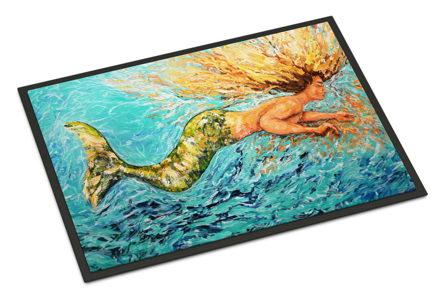 Mermaid After Your Heart Doormat Indoor Outdoor 24H X 36W Front Door Mat Rugs for Entryway, Non Slip Washable Low Pile,