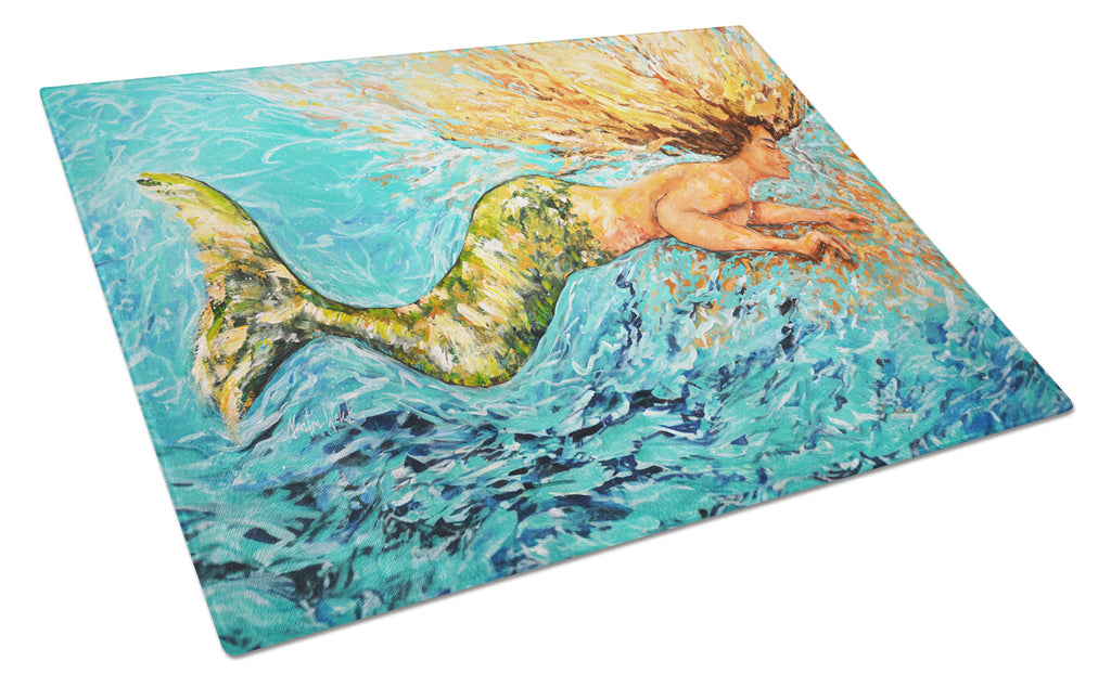 Mermaid After Your Heart Cutting Board Tempered Glass Kitchen Cutting Surface, Heat Resistant Chopping, Non-Slip Feet, Food Prep & Serving