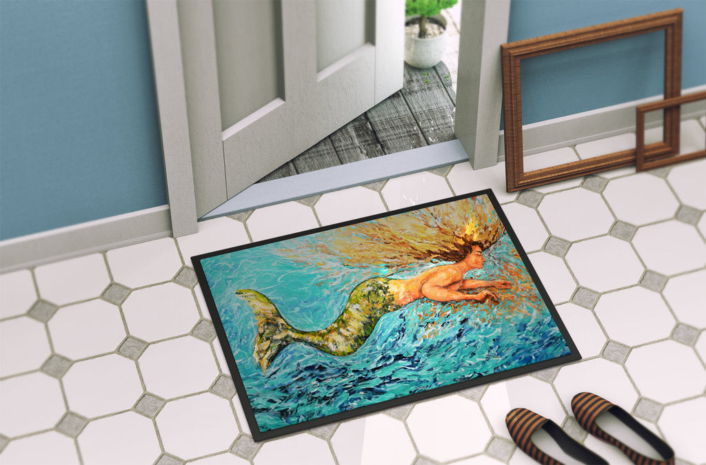 Mermaid After Your Heart Doormat Indoor Outdoor 18H X 27W Front Door Mat Rugs for Entryway, Non Slip Washable