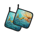 Mermaid After Your Heart Pot Holder Set of 2 Heat Resistant Quilted Hot Pads 7.5 x 7.5 Inch, Insulated Kitchen Trivets for Cooking & Baking