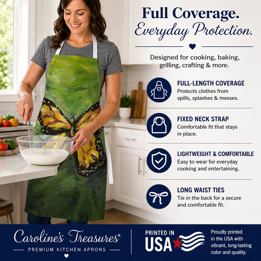 Monarch Glover Fly Butterfly Apron Cooking Kitchen Server Baking Crafts Gardening for Adult Women Men, Unisex, Large, Multicolor